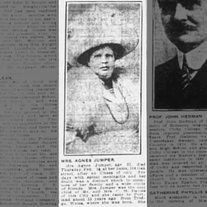 22 Feb 1914 Portland Sunday Telegram obit photo Agnes (Davies) Jumper died 14 Feb 1924