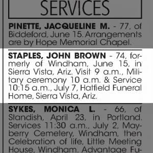Obituary for JOHN BROWN STAPLES
