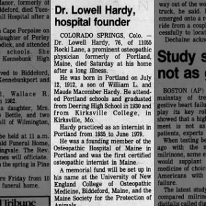 Obituary for Lowell Hardy