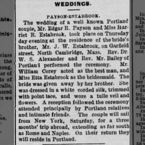 Marriage of Payson / Estabrook