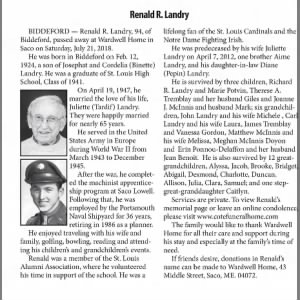 Obituary for Renald R. Landry
